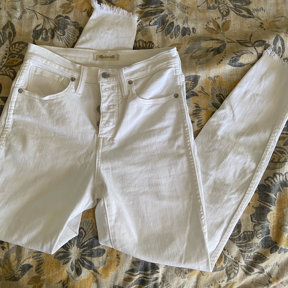 Madewell white button high rise skinny jeans 26